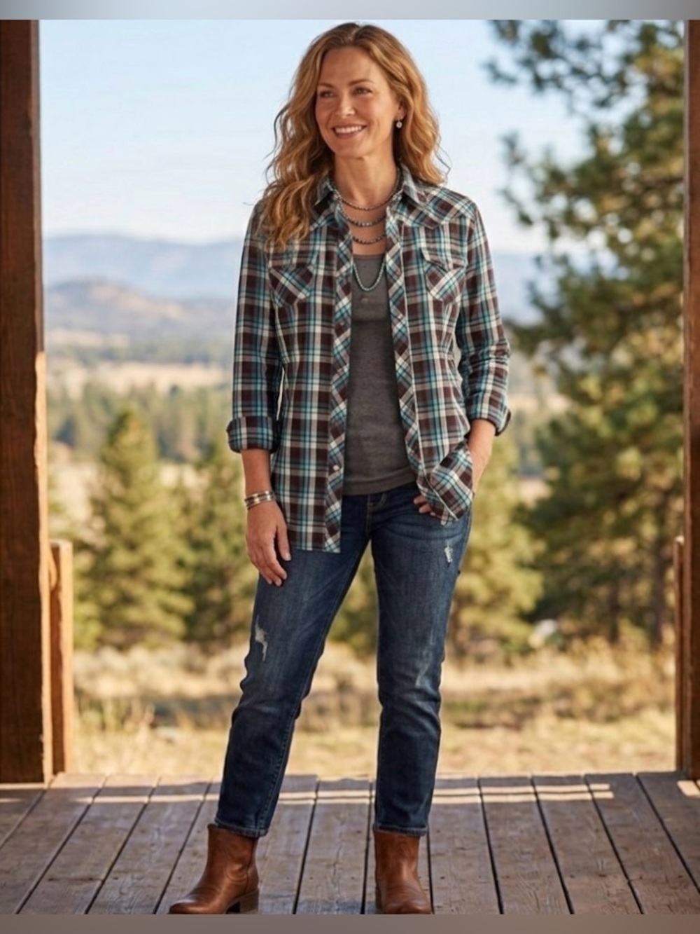 Ariat - Pendleton Women’s Multicolor Plaid Western Shirt size medium